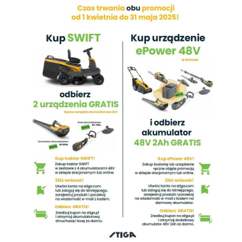 Traktor akumulatorowy STIGA Swift 372e zestaw promocyjny